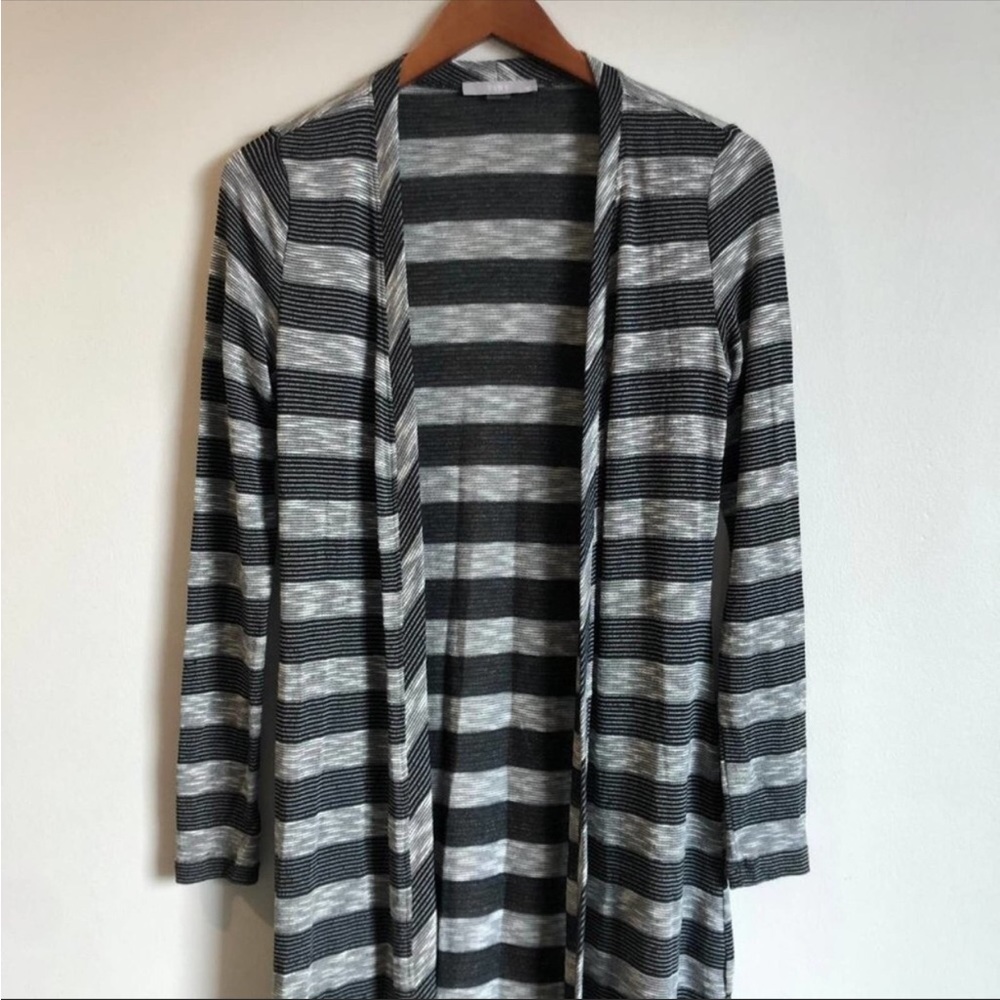 Tart Duster Cardigan Size S Striped Split Side Full Length Lightweight Sweater - Picture 5 of 6